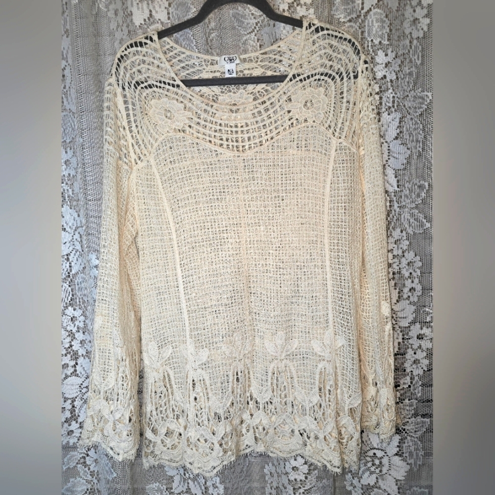 Cato Ivory Crochet Lace Blouse, Womens 18/20w